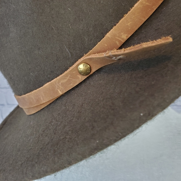 Frye olive green wool wide brim Fedor Hat sz. Med - Picture 13 of 14